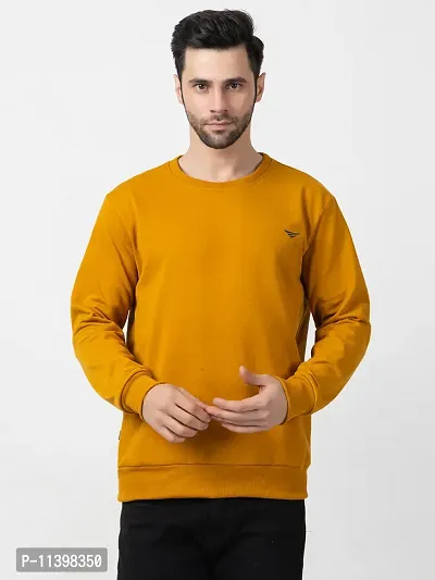 Stylish Yellow Fleece Solid Sweatshirts For Men-thumb0