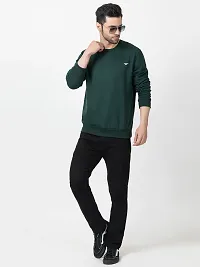 Stylish Green Fleece Solid Sweatshirts For Men-thumb3