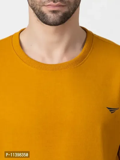 Stylish Yellow Fleece Solid Sweatshirts For Men-thumb5