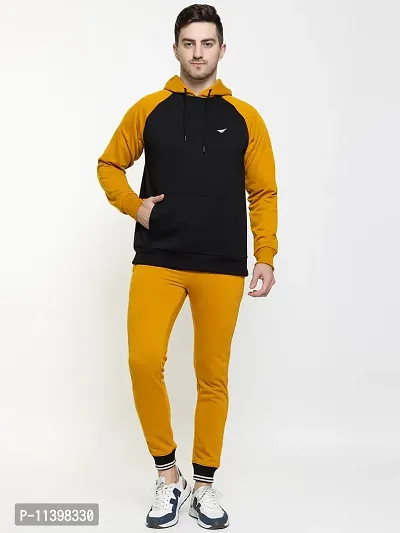 Stylish Yellow Fleece Solid Hood  Sweatshirts For Men-thumb0