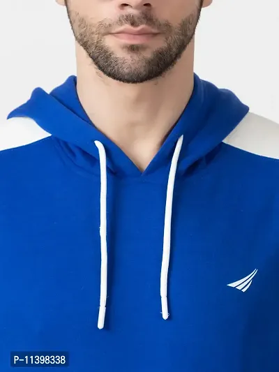 Stylish Blue Fleece Solid Hood  Sweatshirts For Men-thumb5