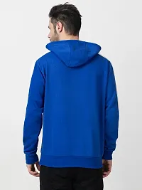 Stylish Blue Fleece Solid Hood  Sweatshirts For Men-thumb1