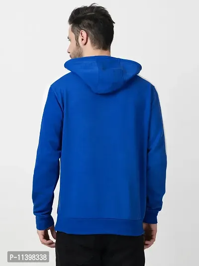 Stylish Blue Fleece Solid Hood  Sweatshirts For Men-thumb2