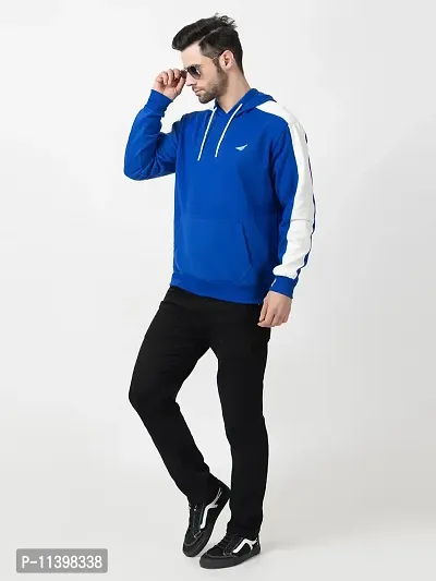 Stylish Blue Fleece Solid Hood  Sweatshirts For Men-thumb4