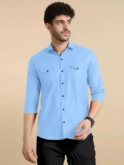 Mens Casual Wear Regular Fit Full Sleeves Solid Shirt for Men