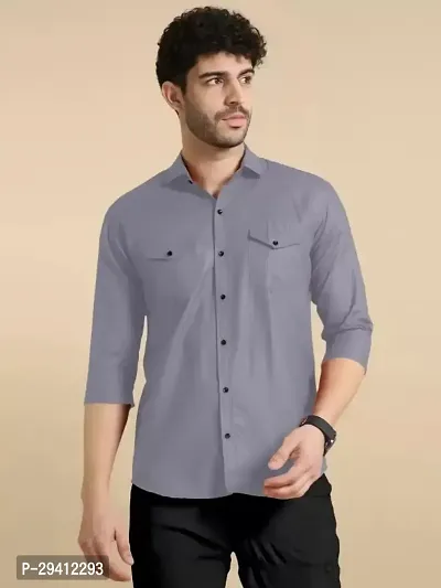 Classic Cotton Solid Casual Shirt for Men-thumb0