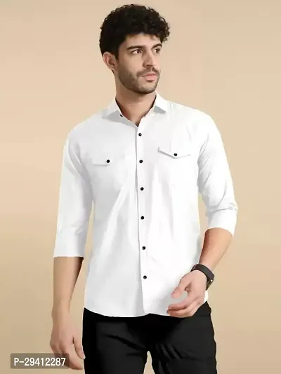 Classic Cotton Solid Casual Shirt for Men-thumb0