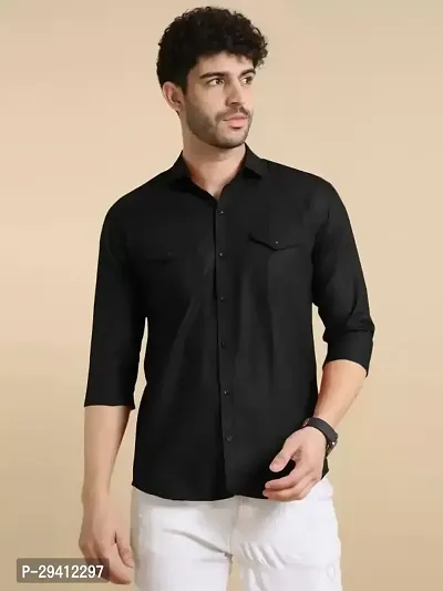 Classic Cotton Solid Casual Shirt for Men-thumb0