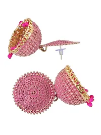 Hivata Jhumki Pearl Studded Earring for Women & Girls in Jewelry Fashion Jhumka in Hanging Hoop Earring in Pink Color-thumb1