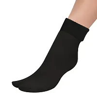 Hivata Socks in Black Color (Pack of 3) Perfect Outlet Winter Woolen Fleece Fur | Ankle Length Thermal Thumb Socks,100% Warm Super Hot for Women | Velvet Pile Lined Socks For Women  Girls (Free Size)-thumb2