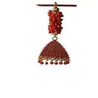 Hivata Jhumki Pearl Studded Earring for Women & Girls in Jewelry Fashion Jhumka in Hanging Hoop Earring (Maroon)-thumb1
