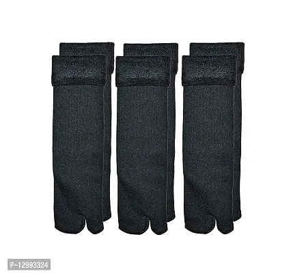 Hivata Socks in Black Color (Pack of 3) Perfect Outlet Winter Woolen Fleece Fur | Ankle Length Thermal Thumb Socks,100% Warm Super Hot for Women | Velvet Pile Lined Socks For Women  Girls (Free Size)