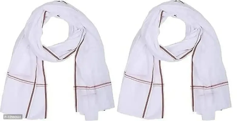 Hivata Gamcha for Men Pure Soft Cotton Bath Towel in White Color Hand Towel Gumcha/Angocha/Muffler/Patka (Pack of 4)-thumb5
