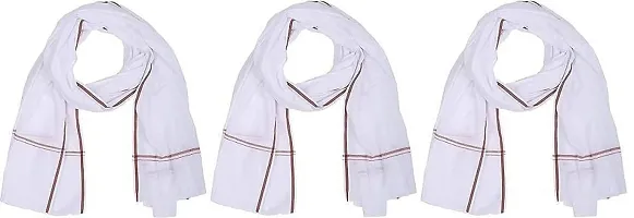 Hivata Gamcha for Men Pure Soft Cotton Bath Towel in White Color Hand Towel Gumcha/Angocha/Muffler/Patka (Pack of 5)-thumb1