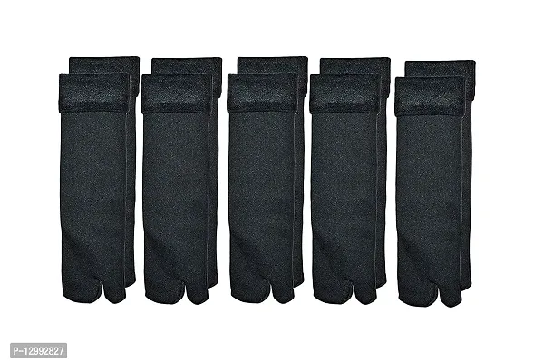 Hivata Socks in Black Color (Pack of 5) Perfect Outlet Winter Woolen Fleece Fur | Ankle Length Thermal Thumb Socks,100% Warm Super Hot for Women | Velvet Pile Lined Socks For Women & Girls (Free Size)