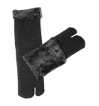 Hivata Socks in Black Color (Pack of 4) Perfect Outlet Winter Woolen Fleece Fur | Ankle Length Thermal Thumb Socks,100% Warm Super Hot for Women | Velvet Pile Lined Socks For Women & Girls (Free Size)-thumb3