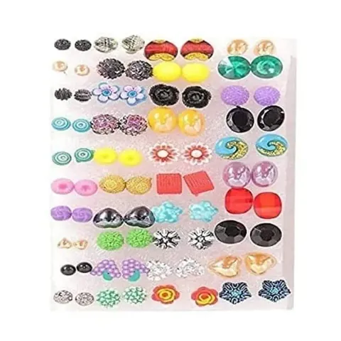 Hivata Unique Stud Earring Pack of 40 Pair For Women & Girls in Color & Mix Design