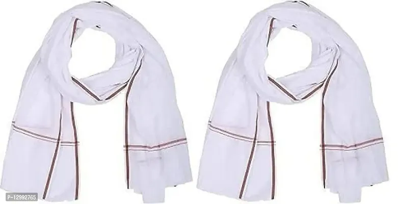 Hivata Gamcha for Men Pure Soft Cotton Bath Towel in White Color Hand Towel Gumcha/Angocha/Muffler/Patka (Pack of 5)-thumb4