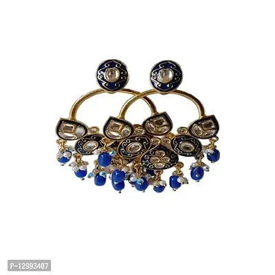 Hivata Jhumki Pearl Studded Earring for Women  Girls in Jewelry Fashion Jhumka in Hanging Hoop Earring (Blue)-thumb0