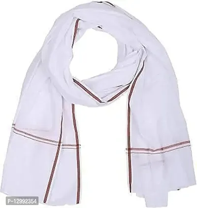 Hivata Gamcha for Men Pure Soft Cotton Bath Towel in White Color Hand Towel (Pack of 4) Angocha/Muffler/Patka-thumb2