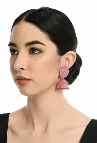 Hivata Jhumki Pearl Studded Earring for Women & Girls in Jewelry Fashion Jhumka in Hanging Hoop Earring in Pink Color-thumb4