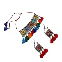 Hivata Necklace & Earring Set for Women & Girls Fashion Jewelry Set Afghani Choker in Multi Color-thumb1