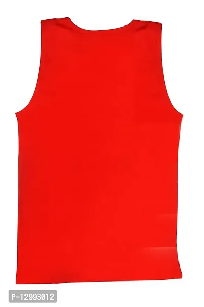 Hivata Gym Vest for Men  Boys Sports Running Cotton Sleeveless Printed Vest/Baniyan Modern Fit Solid Inner wear in Red Color Pack of 3 (Large)-thumb2