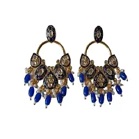 Hivata Jhumki Pearl Studded Earring for Women  Girls in Jewelry Fashion Jhumka in Hanging Hoop Earring (Blue)-thumb2