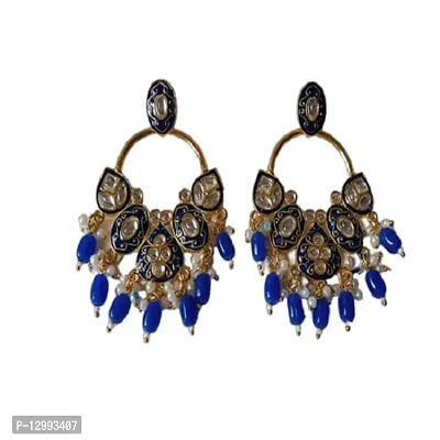 Hivata Jhumki Pearl Studded Earring for Women  Girls in Jewelry Fashion Jhumka in Hanging Hoop Earring (Blue)-thumb3