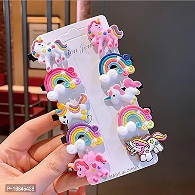 Hivata Hair Unicorn Clips Fashion Metal Hair Pins Stylish Fashion Toddlers Barrettes Rainbow/Ice Cream/Princess Hair Accessory For Women And Girls  Baby Girls in Multi Color (Pack of 10)