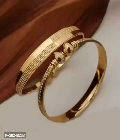 Elegant Golden Brass Bracelets For Women 2 Pieces