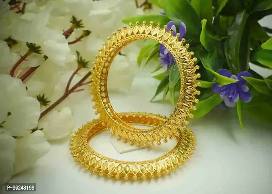 Elegant Golden Brass Bangles For Women 2 Pieces