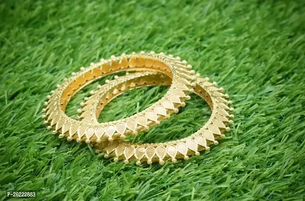 Elegant Golden Brass Bangles For Women-2 Pieces