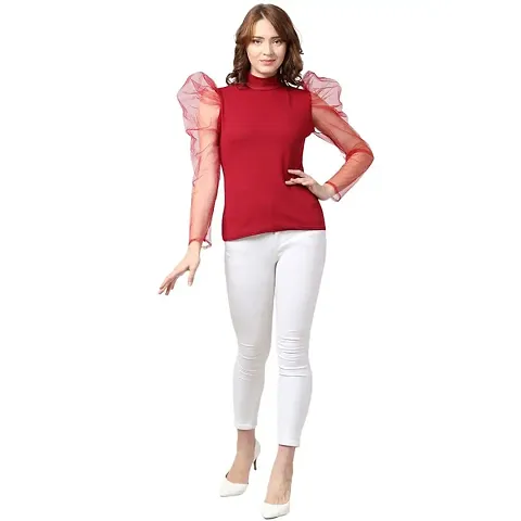 FAANI Womens Cotton Blend Casual Regular Sleeves Solid Women Top