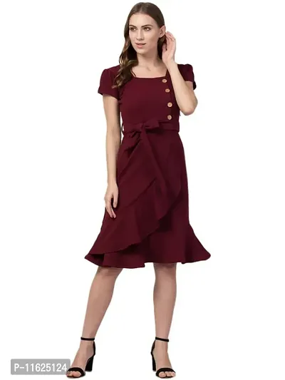 Stylish Fit and Flare Square Neck Multicolor Dress-thumb0