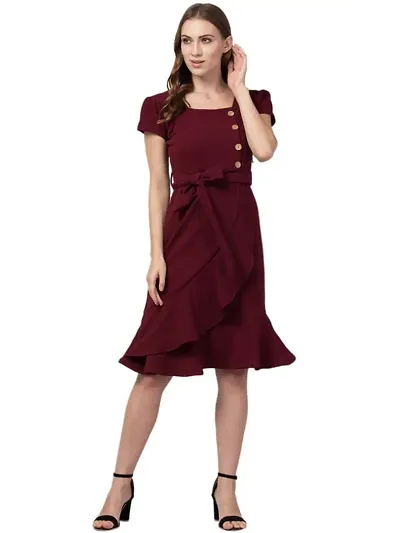 Stylish Fit and Flare Square Neck Dress