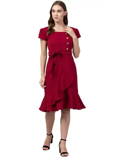 Solid Rayon Wrap Dress