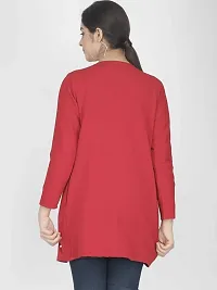 FAANI Womens Cotton Blend Women Straight Full Sleeve Round Neck Regular Fit Shrug (Red, M)-thumb2