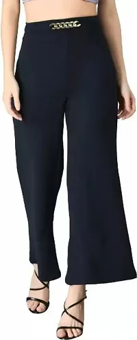 Stylish Blend Solid Trousers For Women