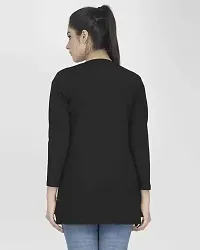 FAANI Womens Cotton Blend Women Straight Full Sleeve Round Neck Regular Fit Shrug (Black, S)-thumb3