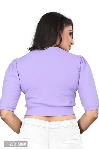 Elegant Purple Polyester Solid Top For Women-thumb2