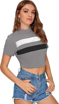 Elegant Black Polyester Striped Top For Women-thumb2