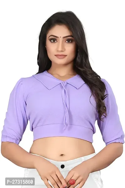 Elegant Purple Polyester Solid Top For Women-thumb0