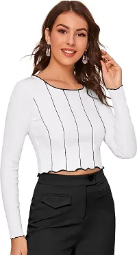 Elegant White Polyester Solid Top For Women-thumb3