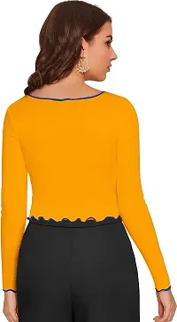 Elegant Yellow Polyester Striped Top For Women-thumb1