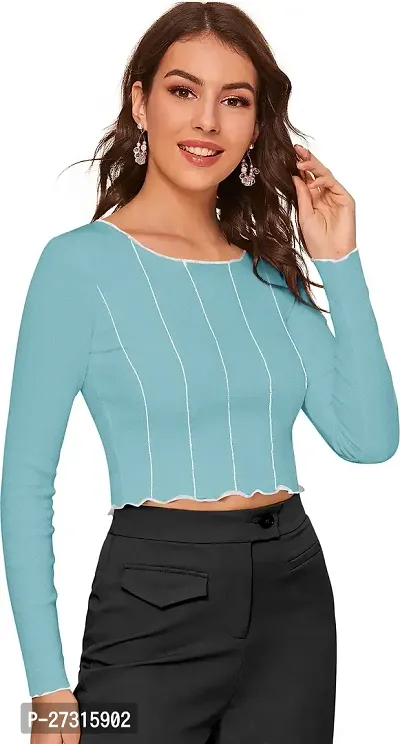 Elegant Green Polyester Striped Top For Women-thumb4
