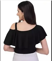 Elegant Black Polyester Solid Top For Women-thumb1