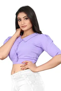 Elegant Purple Polyester Solid Top For Women-thumb2