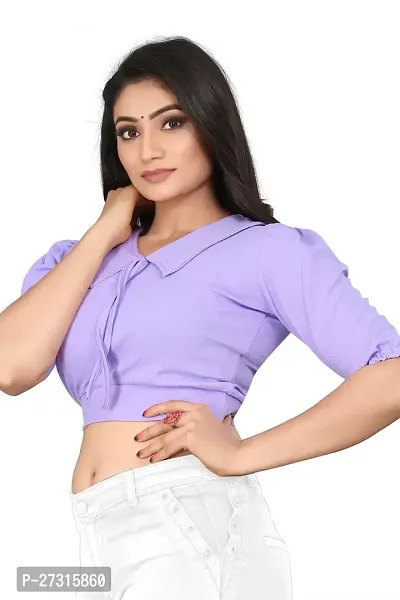 Elegant Purple Polyester Solid Top For Women-thumb3