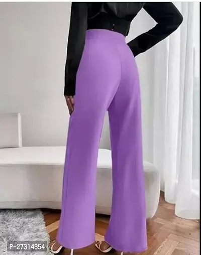 Elegant Purple Polyester Solid Trousers For Women-thumb2